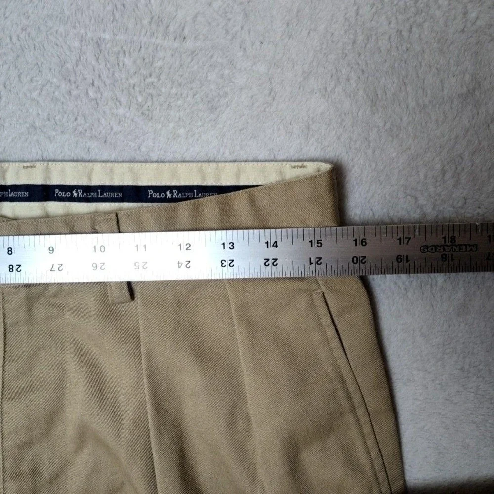 Vintage Polo Ralph Lauren Pants Mens 30x28 Beige Chino Pleated Straight Classic